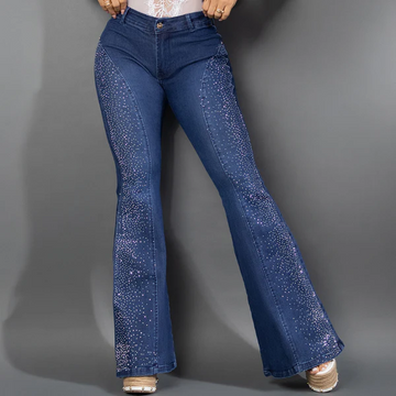 Jeans Bota Campana con Brillos 7012